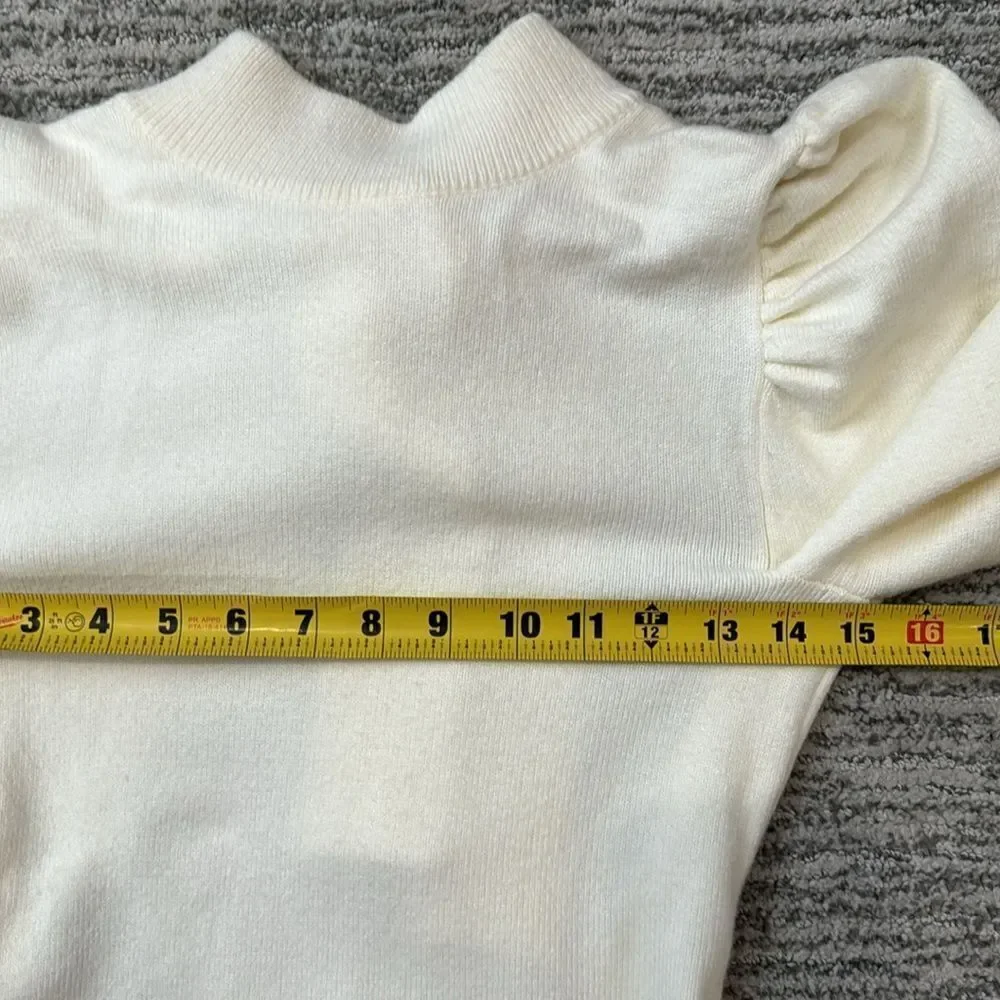 NWT LPA Marie Sweater Open Back Puff Sleeves in Cream Revolve Small